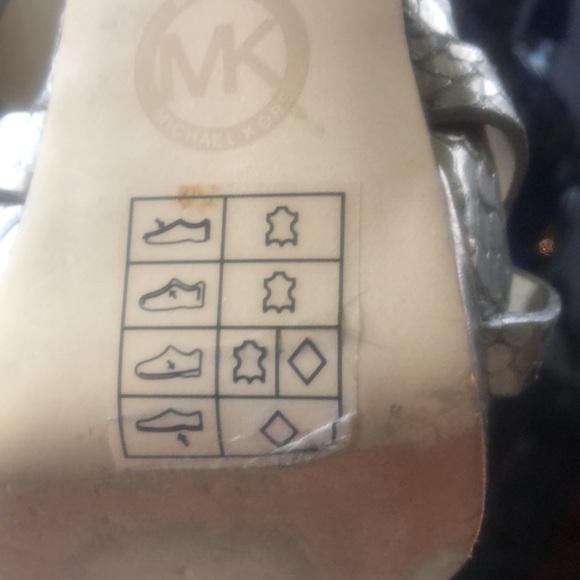 Michael kors NADJA leather embossed metallic platform high heel bronze pewter - Picture 12 of 16